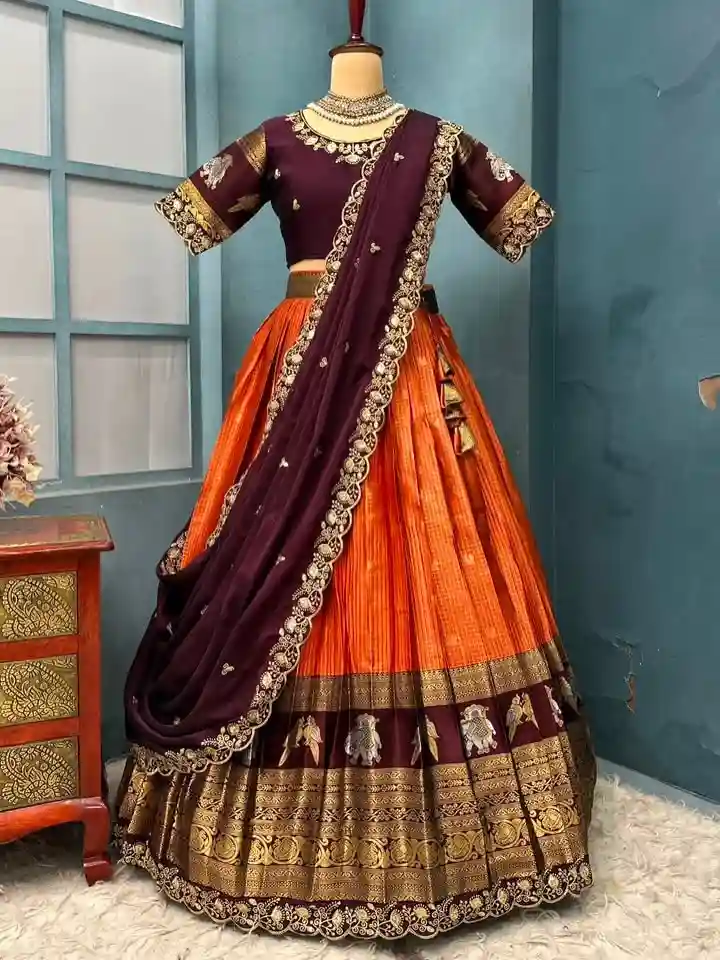 Full stiched Kanjivaram silk Lehanga (LH05)