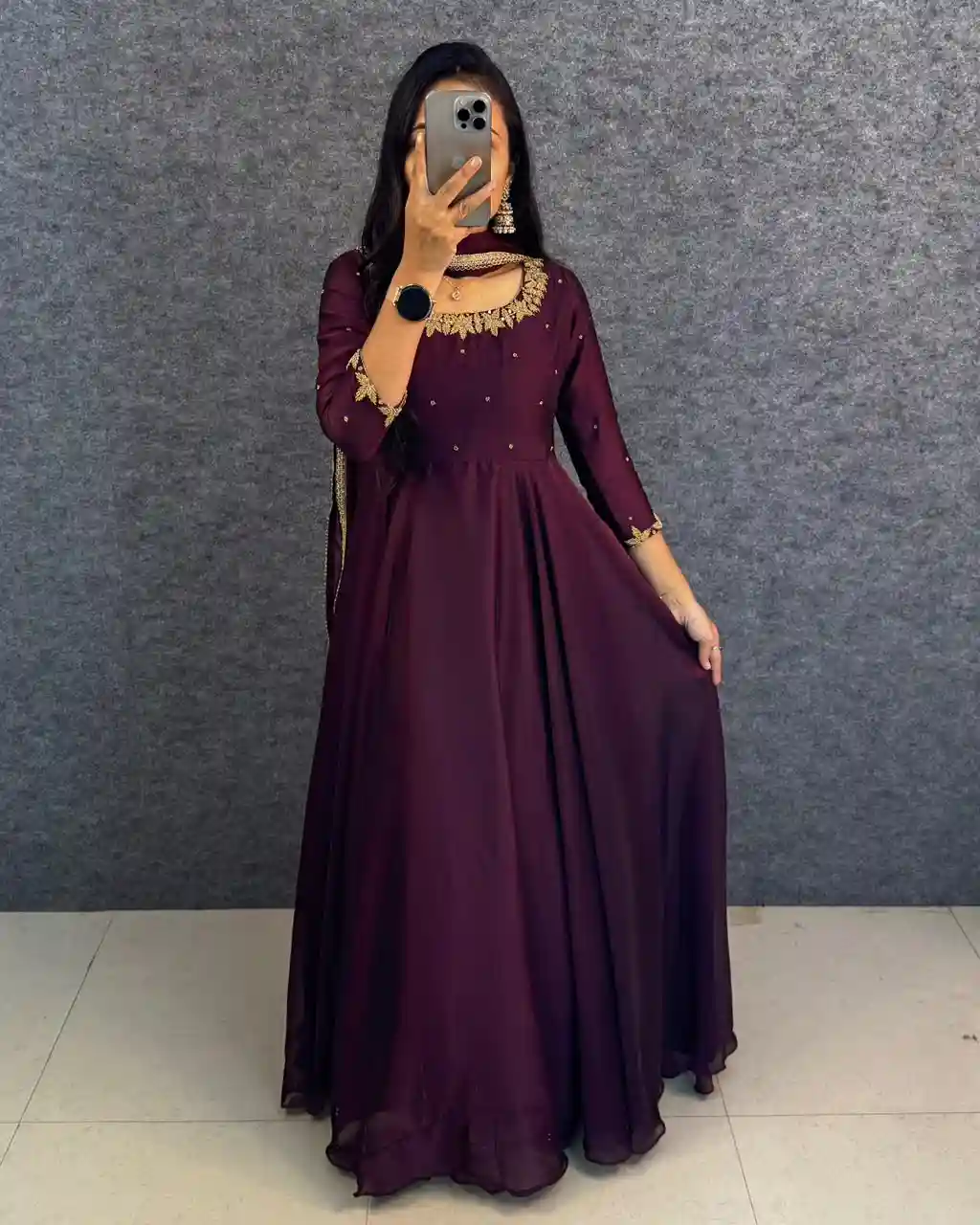 Premium rangoli silk Anarkali with dupatta(RS003)