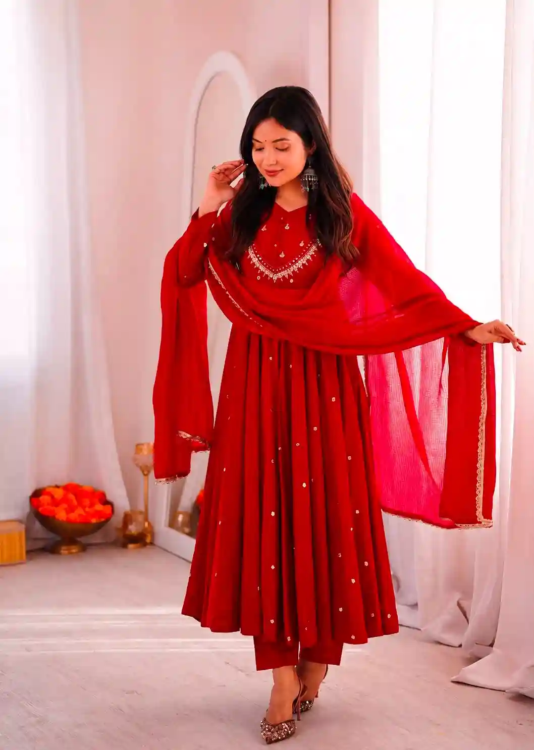 Roman Silk Embroidery Sequence with Real Mirror Work (RS005)