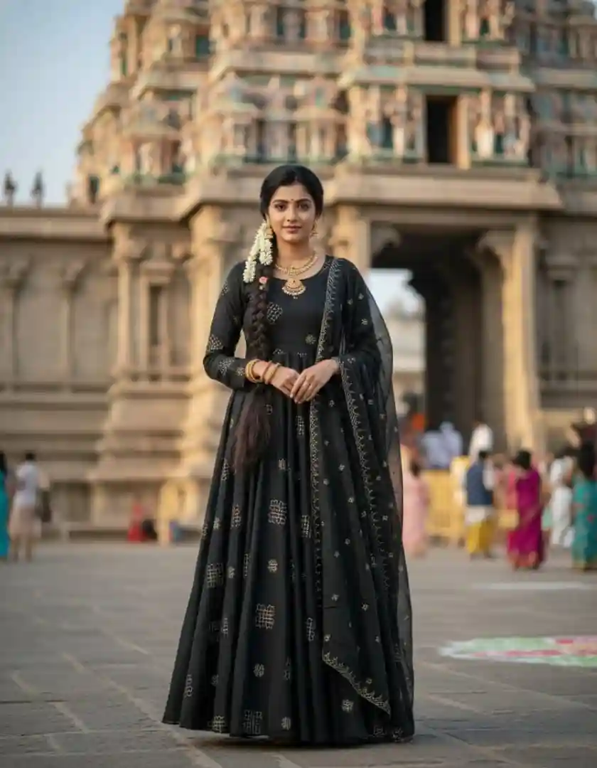 Designer Rangoli Silk Beads & Sequence Work Gown with Dupatta – Festive Collection