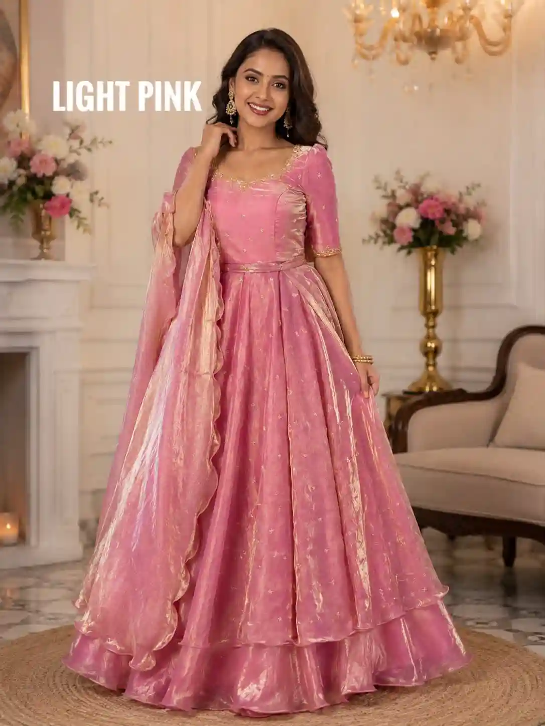 Special Beautiful Heavy Space Silk Lehenga choli Set Double Frill (L07)