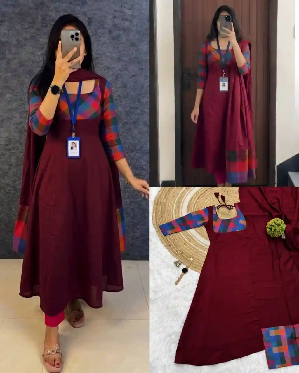 Madras Kattam Gown dupatta (MK04)