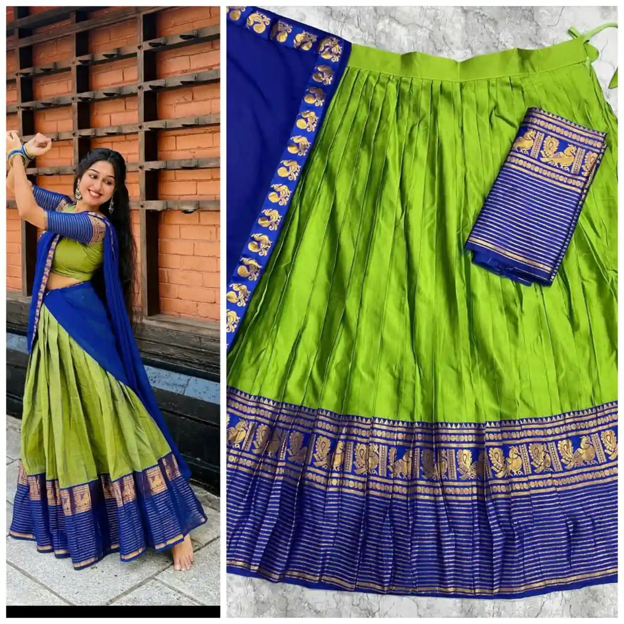 The South-style Kanjivaram Type silk lehenga (L34)