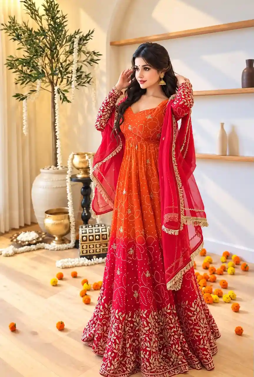 Double color Anarkali ( OR1)