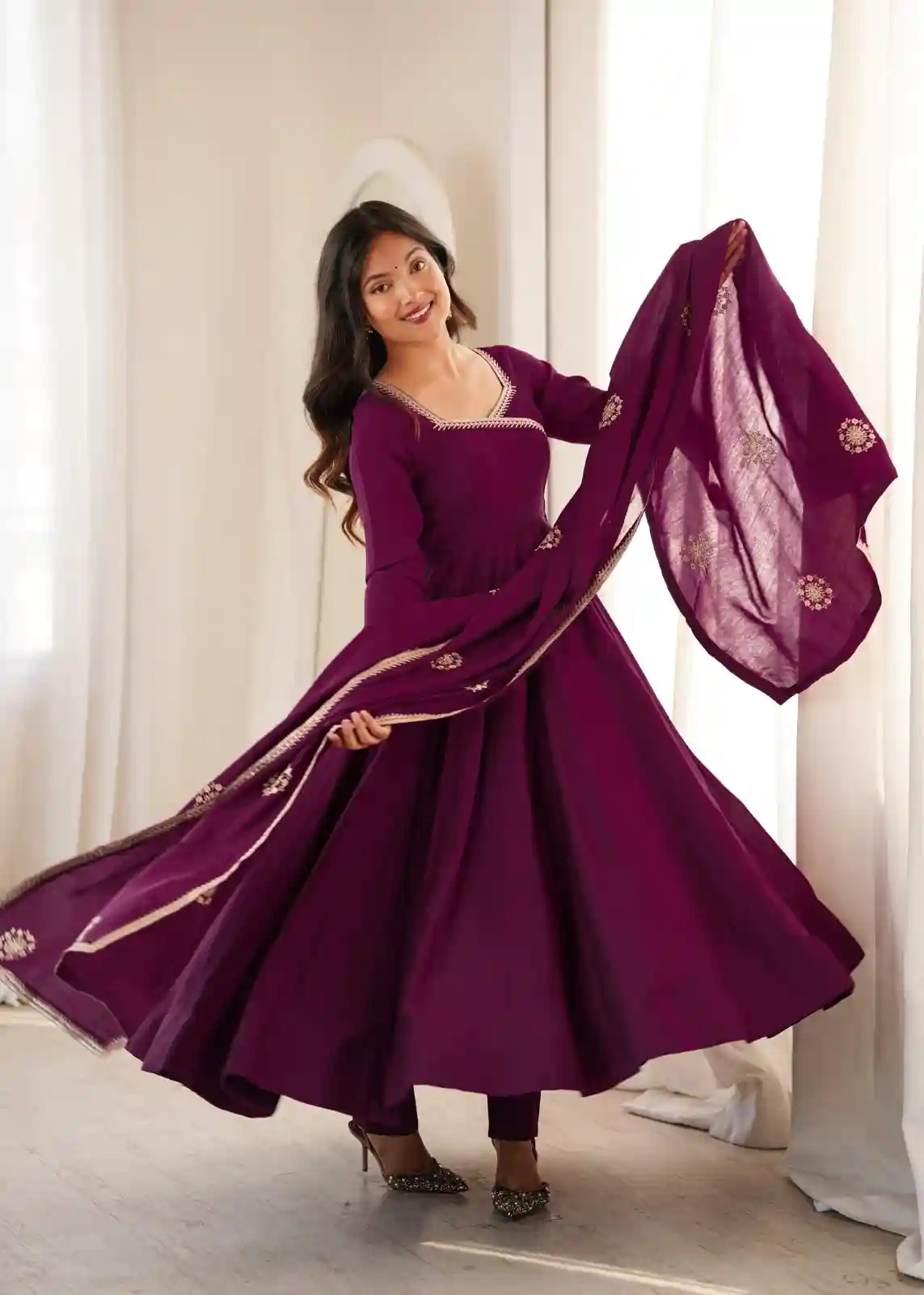 Angrakha Style Full Flare Anarkali Gown (AS01)