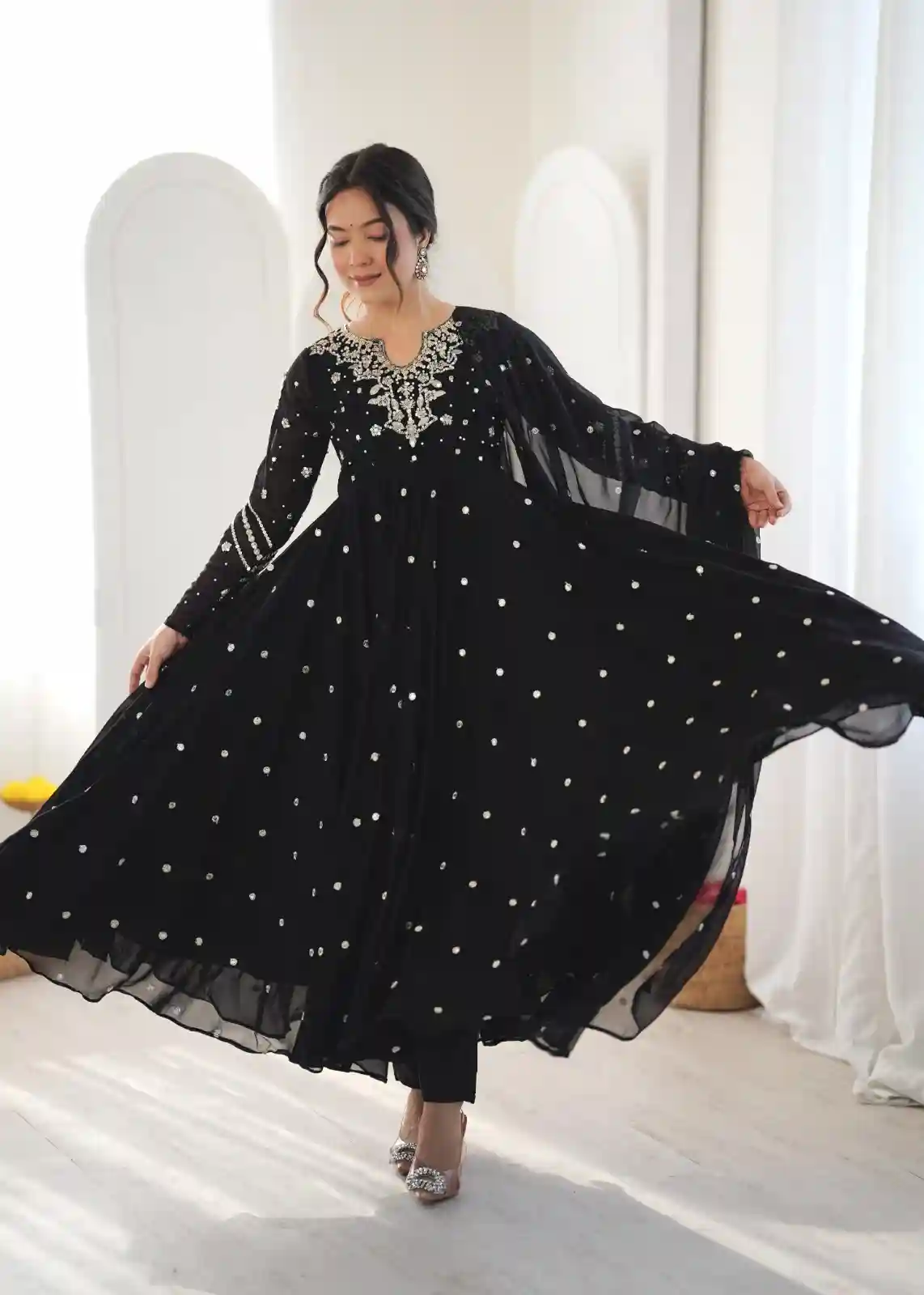 Faux Georgette  Gown And Dupatta Set (FGS01)
