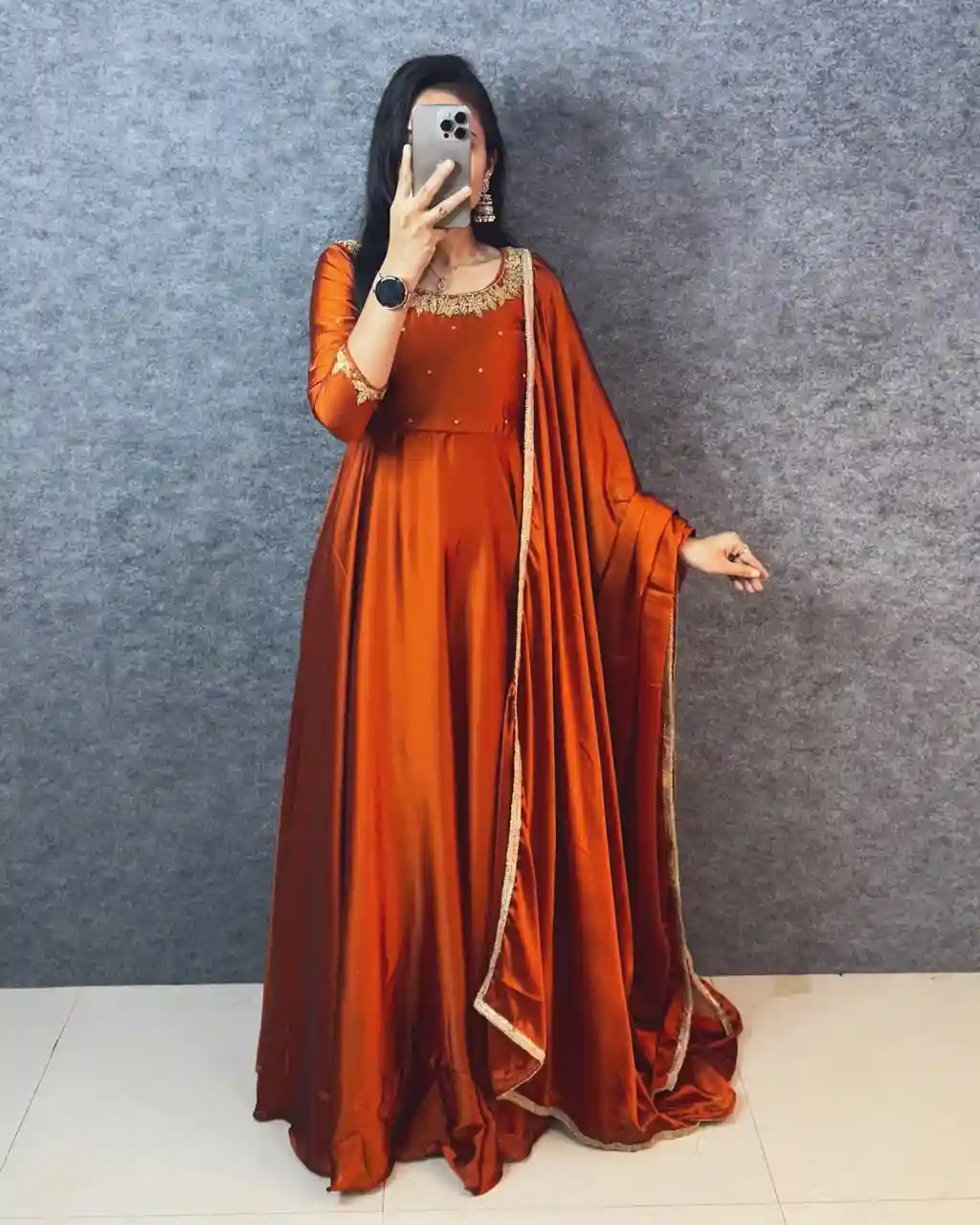 Premium rangoli silk Anarkali with dupatta(RS001)
