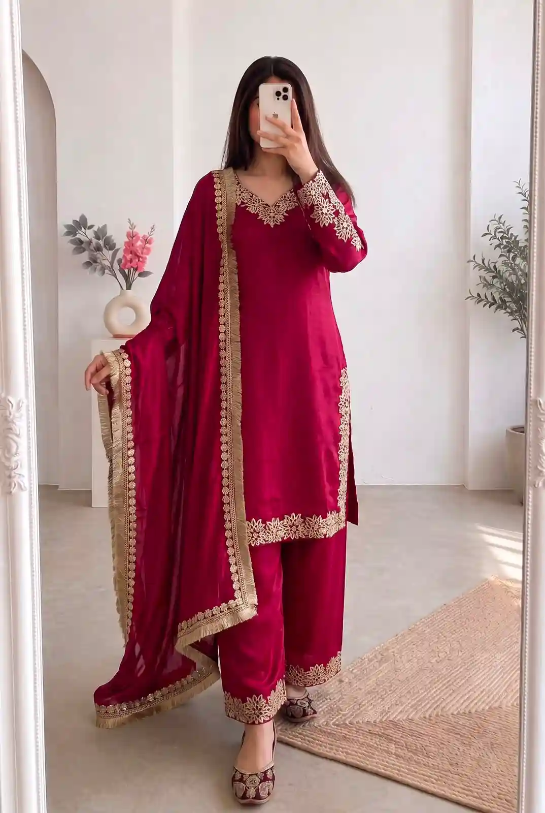 Designer Party Wear Look Collection -Chinon Silk- Three piece Set (CS02)