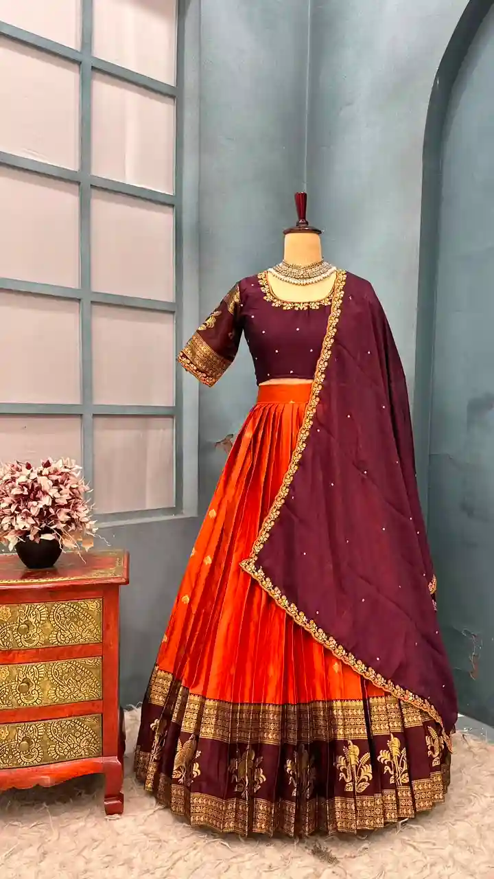 Full stiched Kanjivaram silk Lehanga (L001)