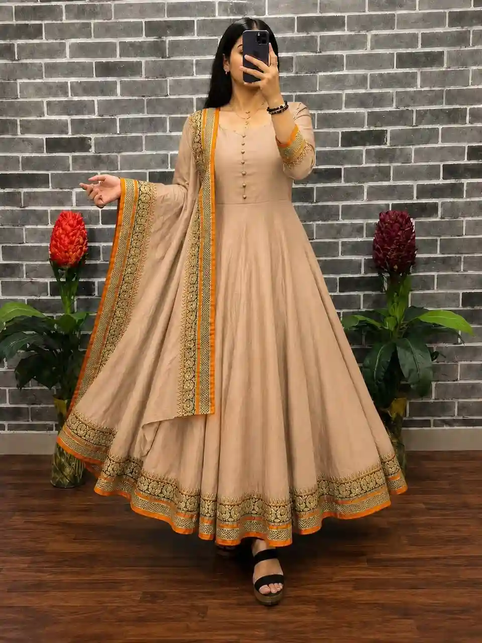 VICHITRA SILK ANARKALI WITH DUPATTA (VSA07)