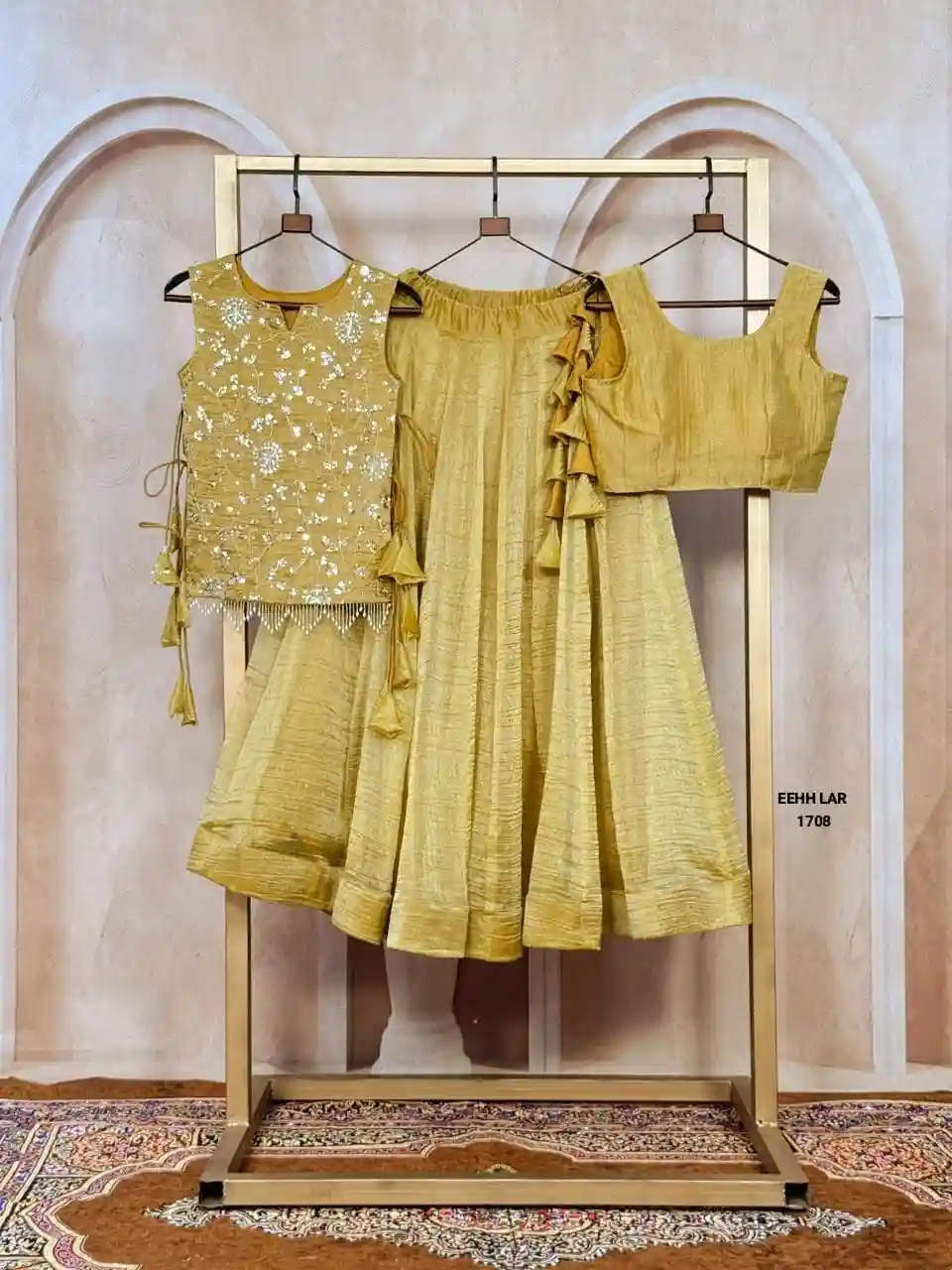 Elegant Flared Lehenga with Intricate Zari Embroidered Koti With Plain Blouse (LB02)