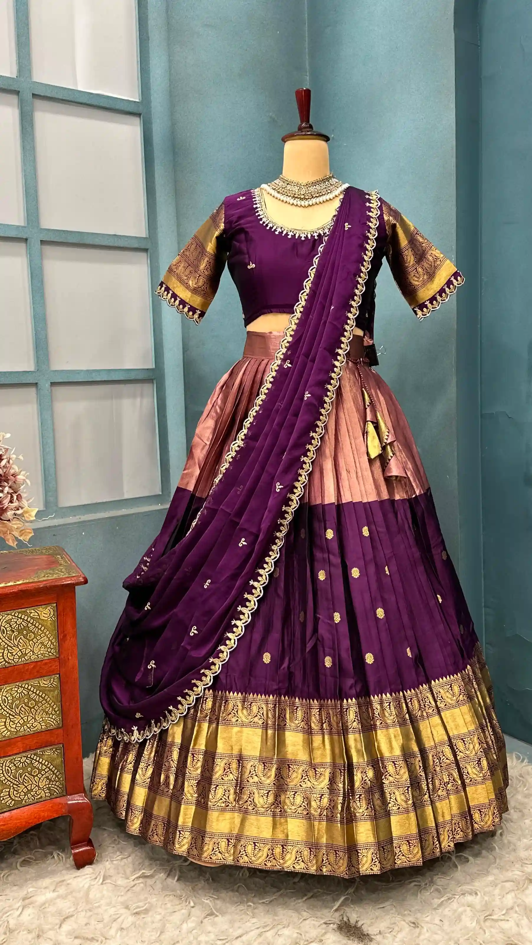 Full stiched Kanjivaram silk Lehanga (LH02)