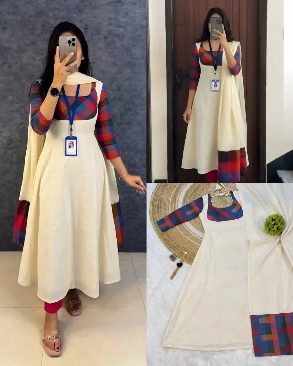 Madras Kattam Gown dupatta (MK03)