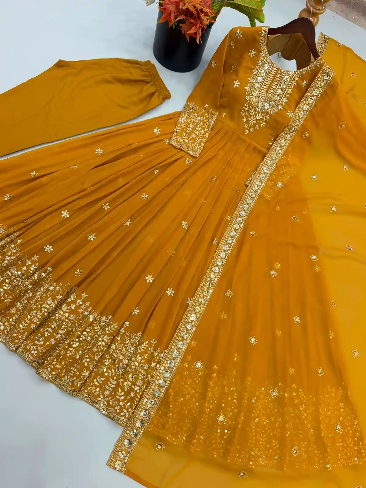Georgette With Heavy Embroidered Sequence Ethnic Wear (EW02)