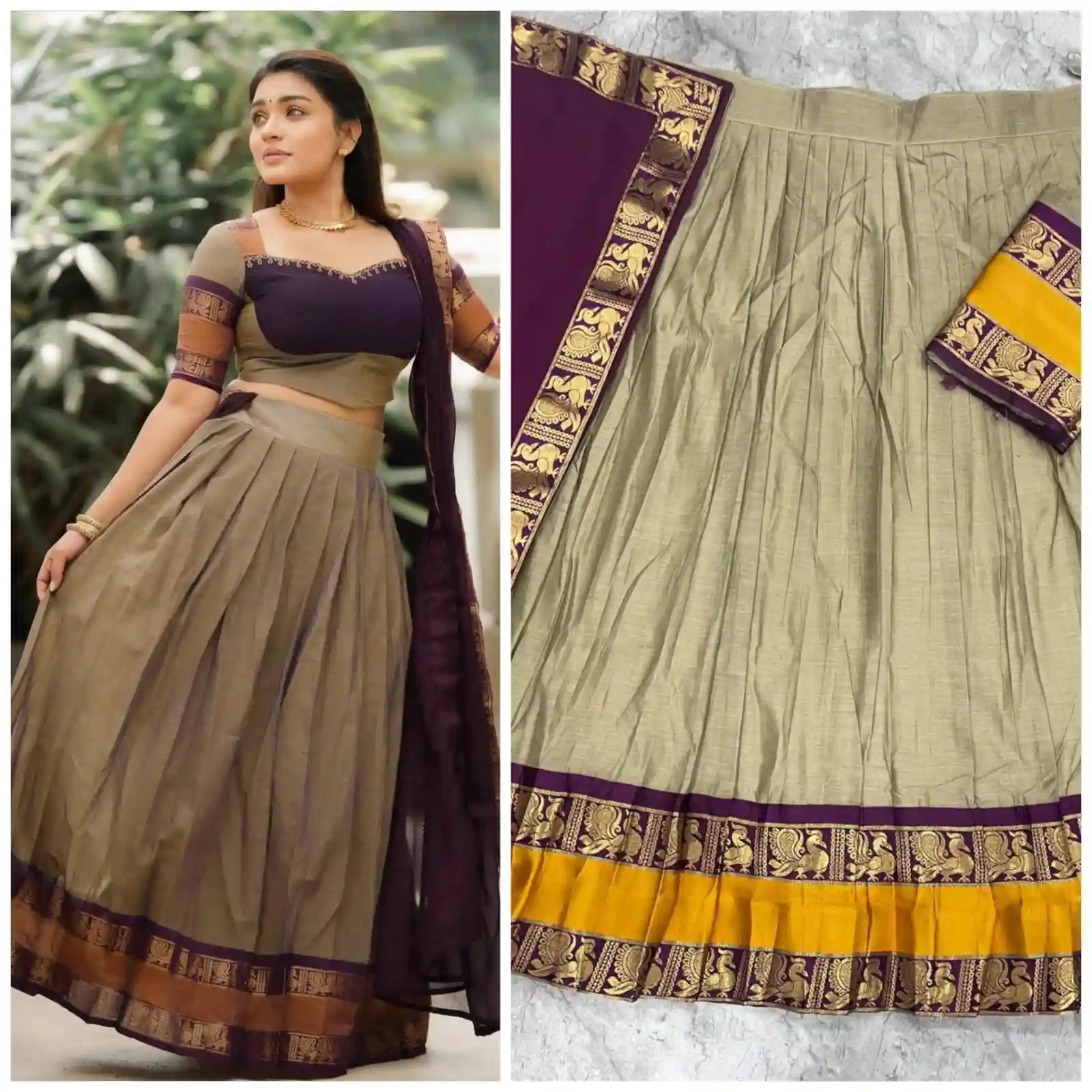 The South-style Kanjivaram Type silk lehenga (L33)