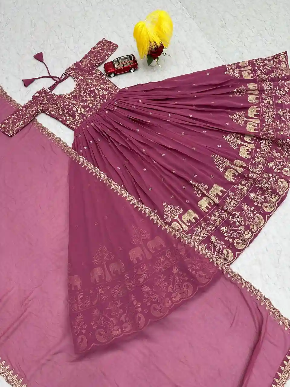 Festival Special Fox Georgette Embroidered Gown with Dupatta