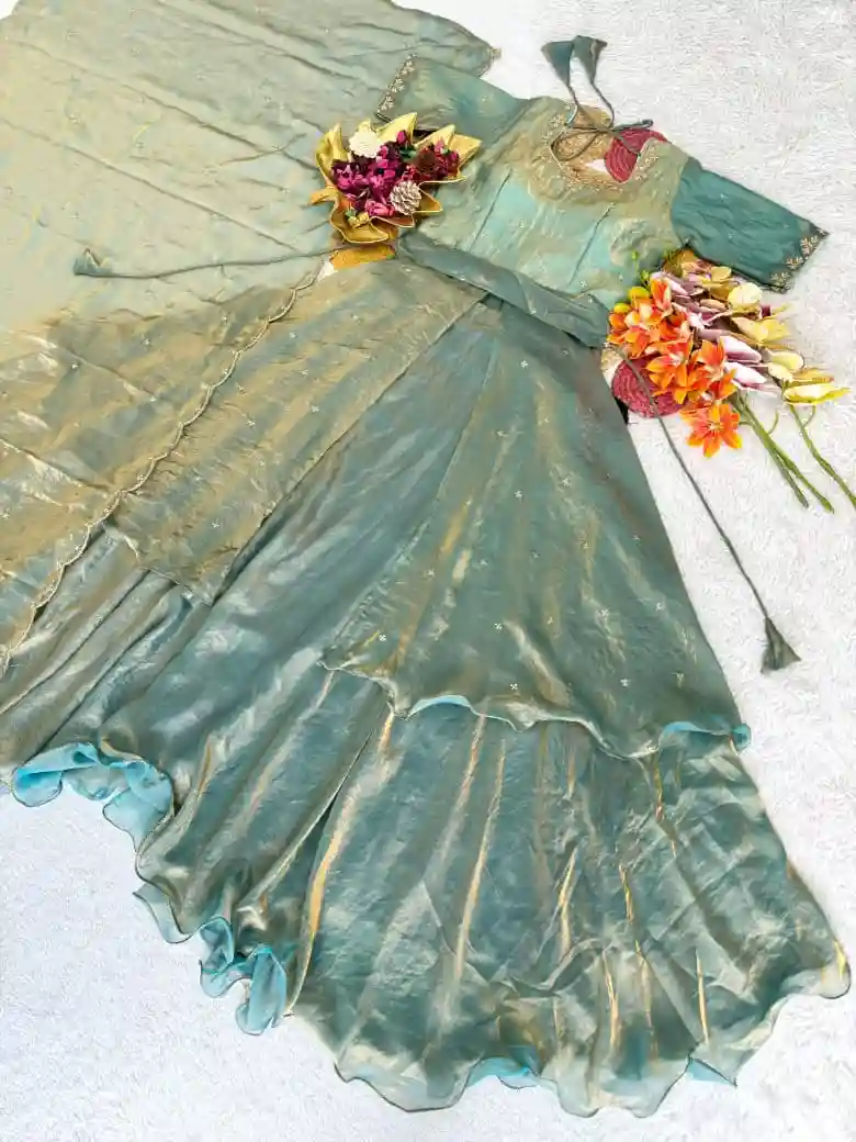 Special Beautiful Heavy Space Silk Lehenga choli Set Double Frill (L05)