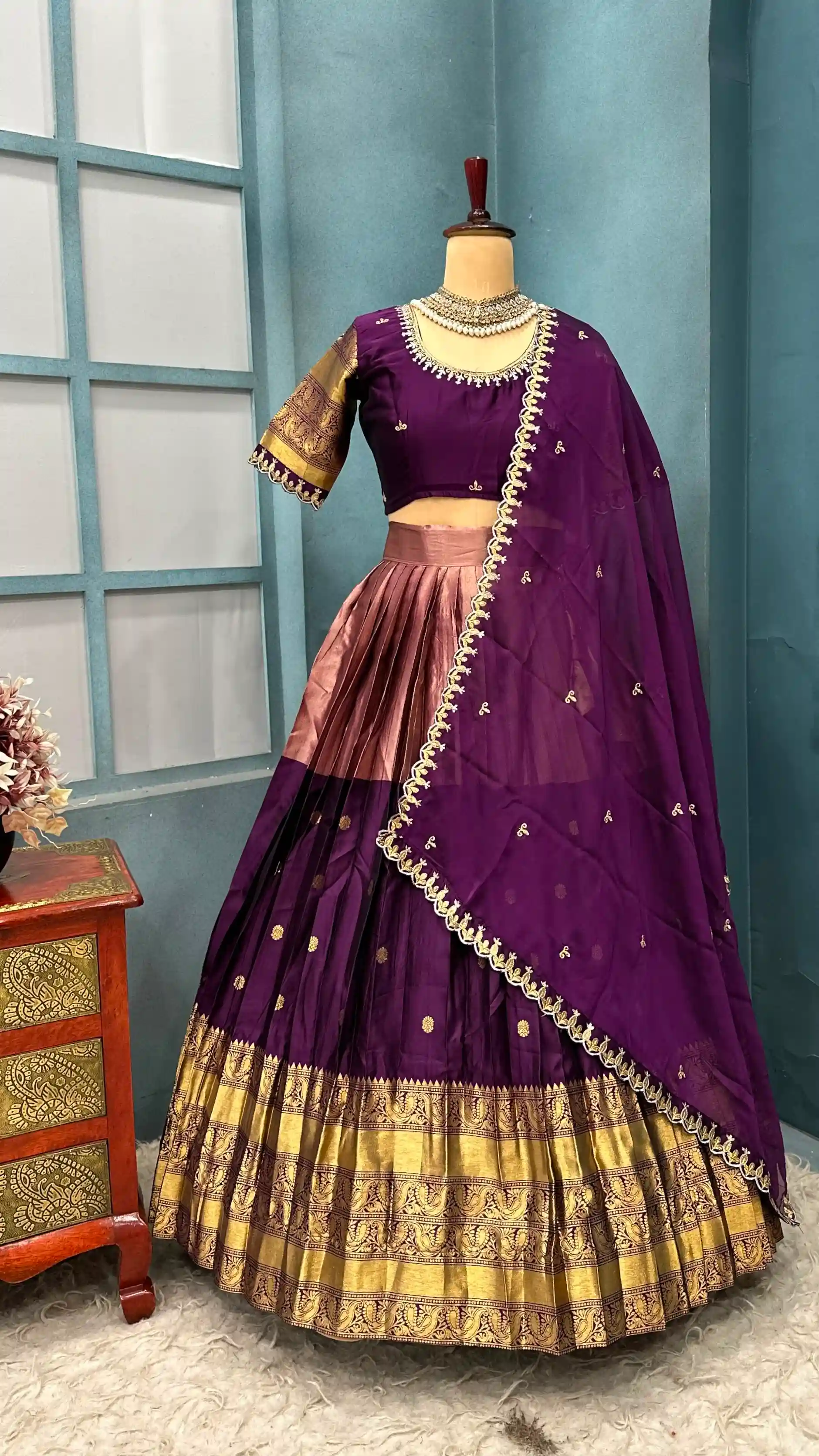 Full stiched Kanjivaram silk Lehanga (LH02)