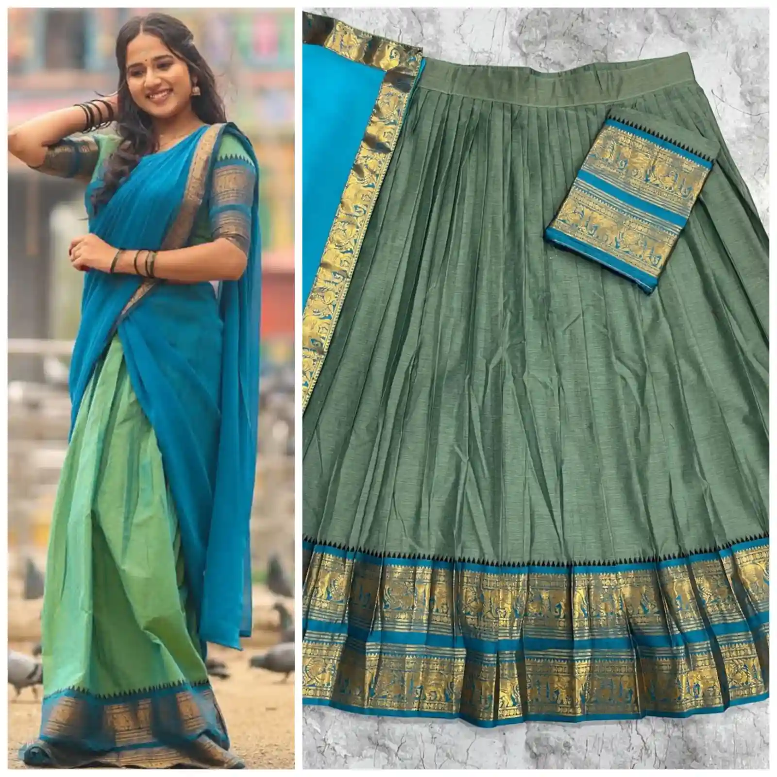 The South-style Kanjivaram Type silk lehenga (L46)
