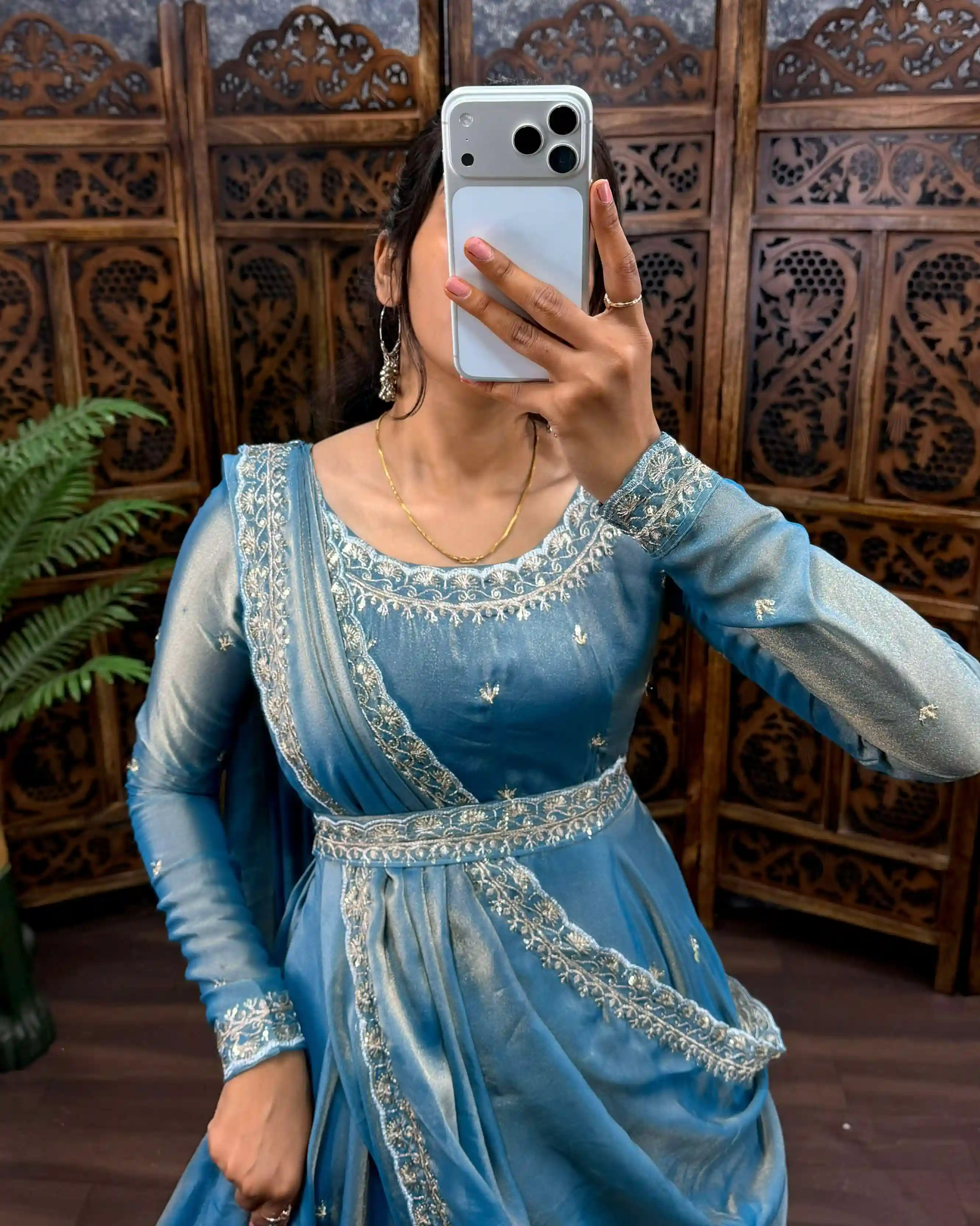 South Silk Gown with Dupatta & Belt ( PSSG02)