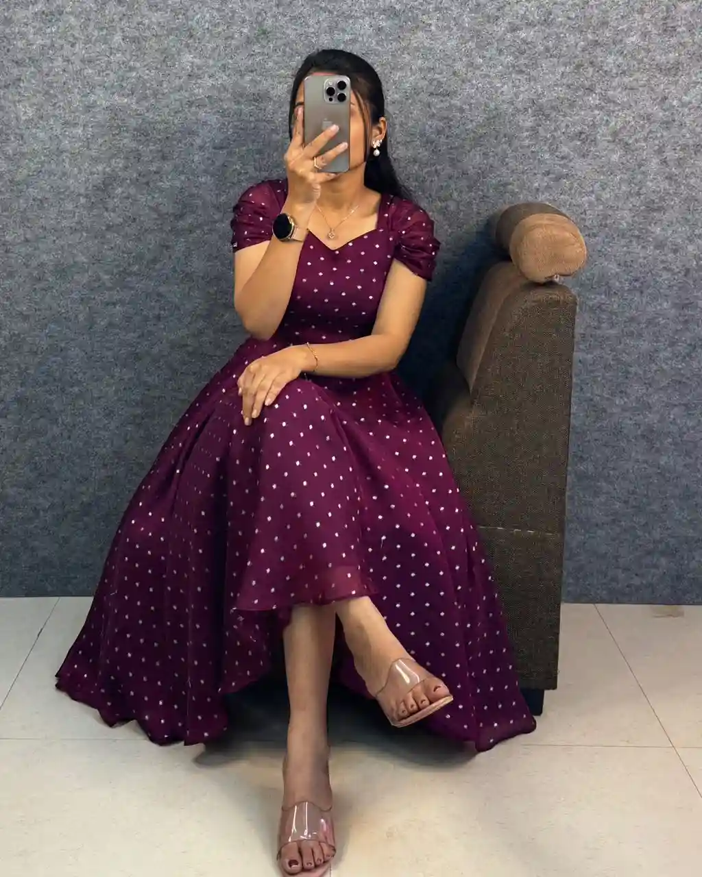 Designer princess party wear Tissue Butti  Midi gown (TG03)