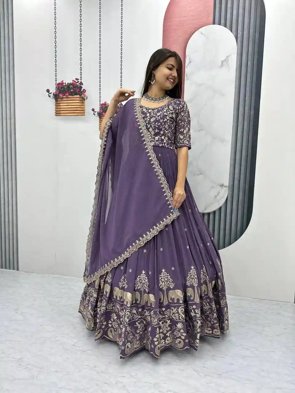 Festival Special Fox Georgette Embroidered Gown with Dupatta