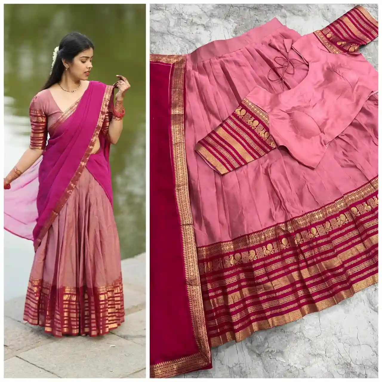 The South-style Kanjivaram Type silk lehenga (L27)