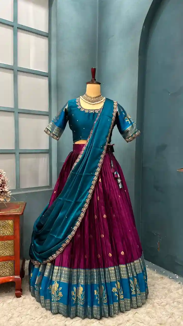 Full stiched Kanjivaram silk Lehanga (L002)