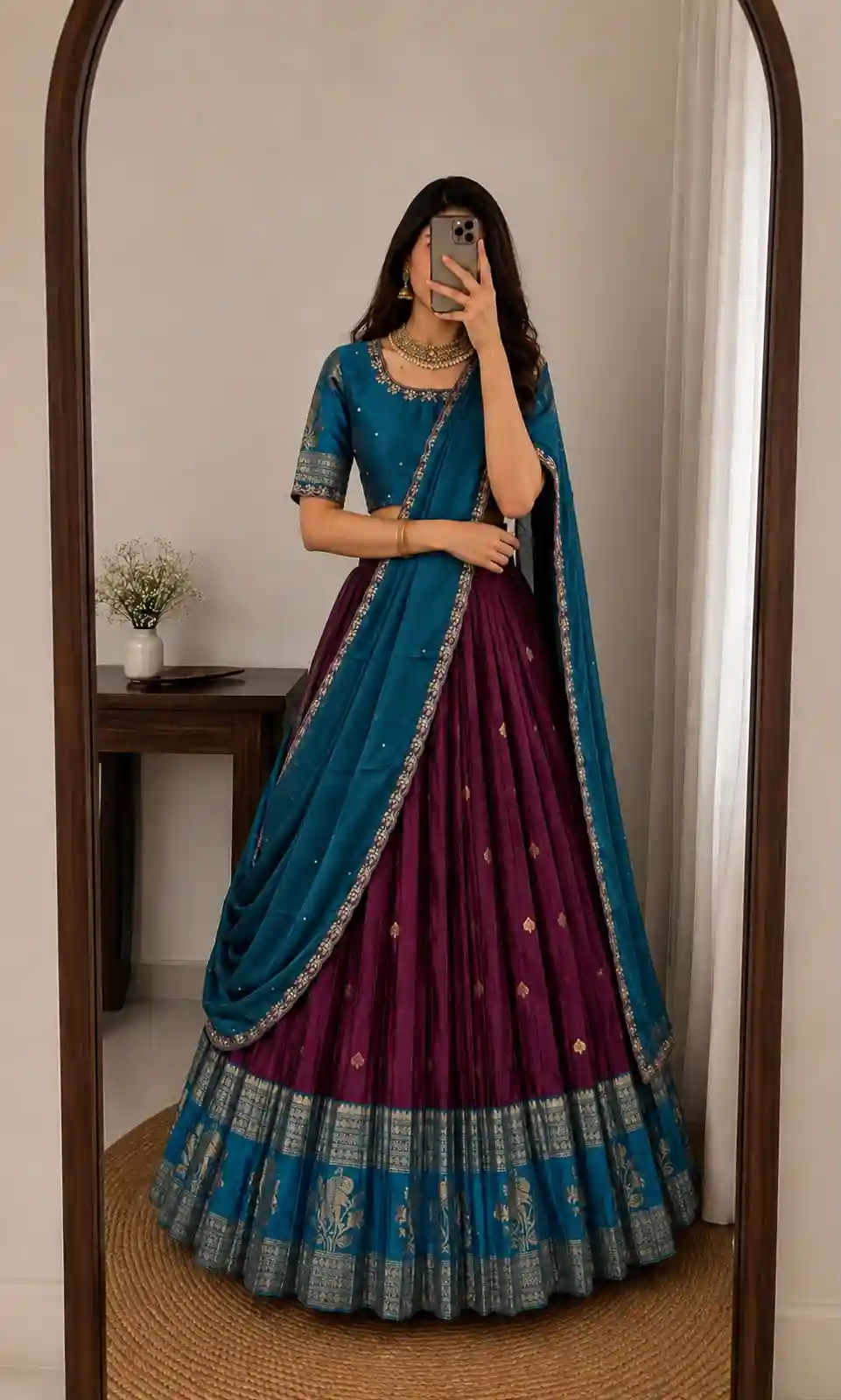 Full stiched Kanjivaram silk Lehanga (L002)