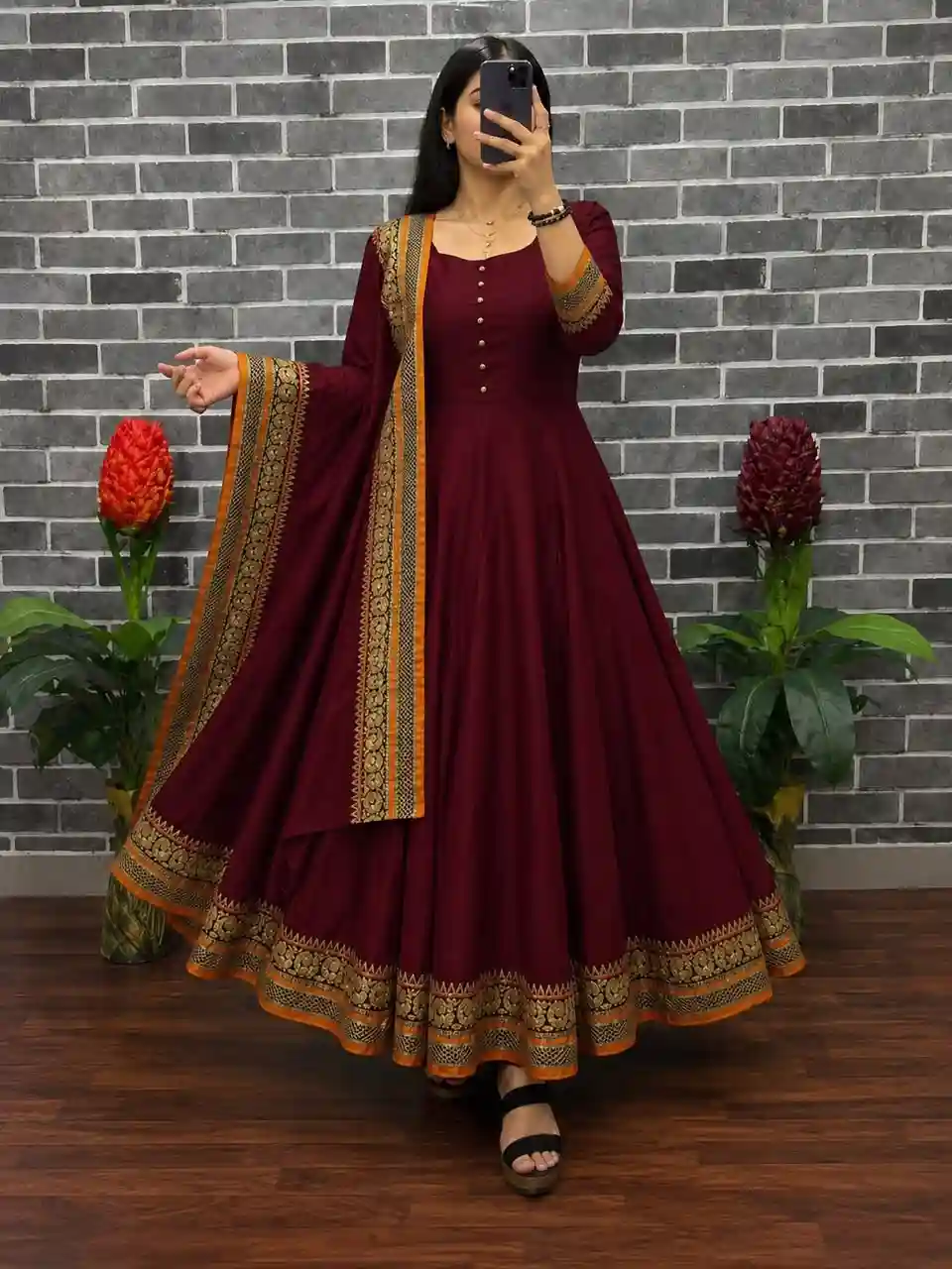 VICHITRA SILK ANARKALI WITH DUPATTA (VSA09)