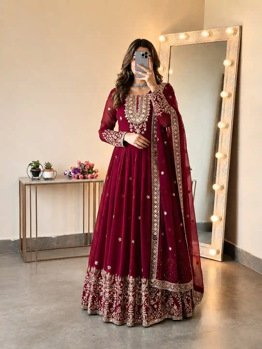 Georgette With Heavy Embroidered Sequence Ethnic Wear (EW05)