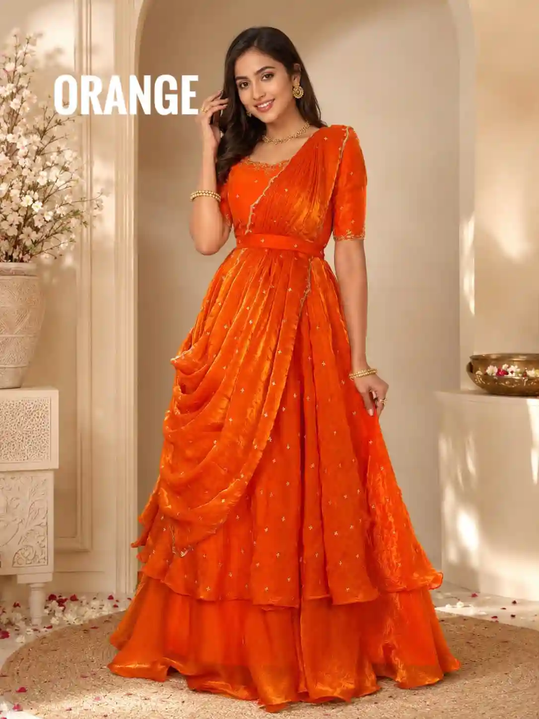 Special Beautiful Heavy Space Silk Lehenga choli Set Double Frill (L04)