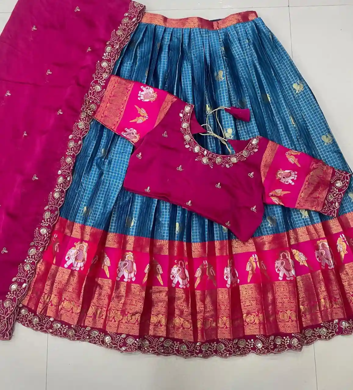 Full stiched Kanjivaram silk Lehanga (LH03)