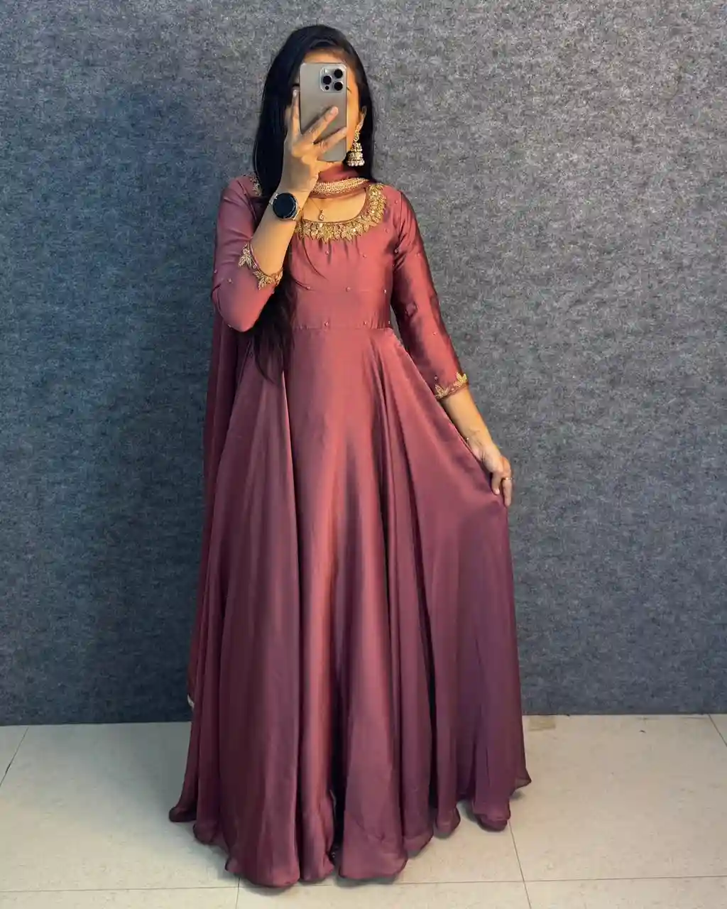 Premium rangoli silk Anarkali with dupatta(RS002)