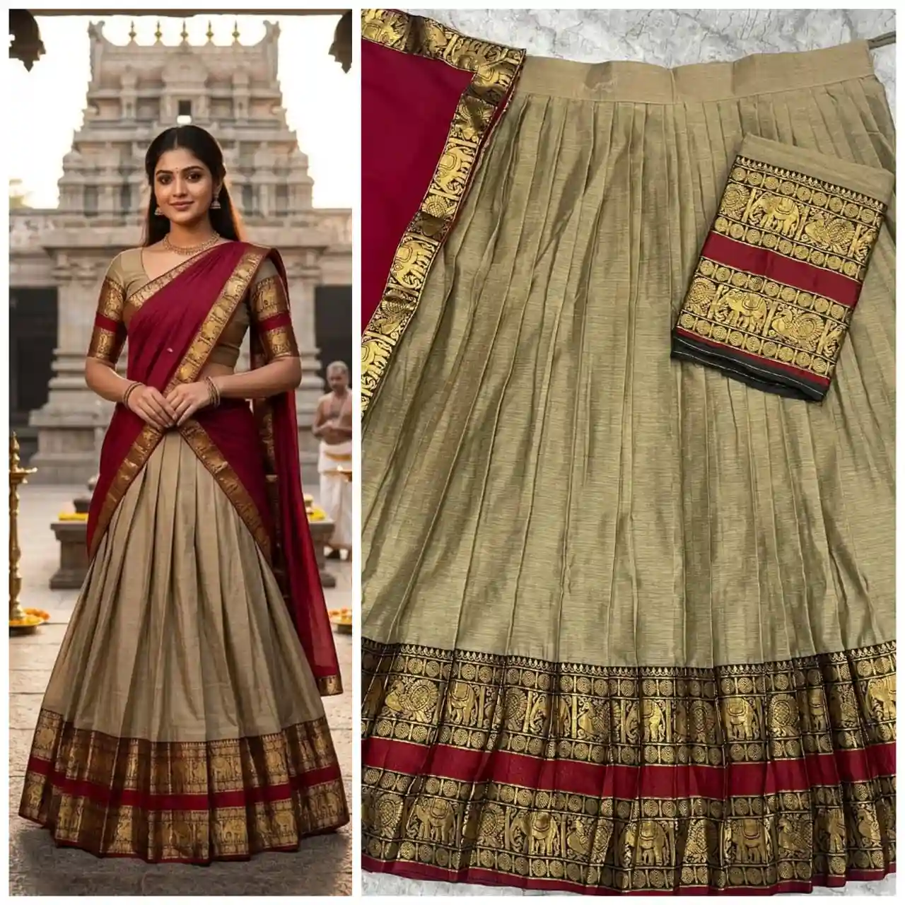 The South-style Kanjivaram Type silk lehenga (L42)