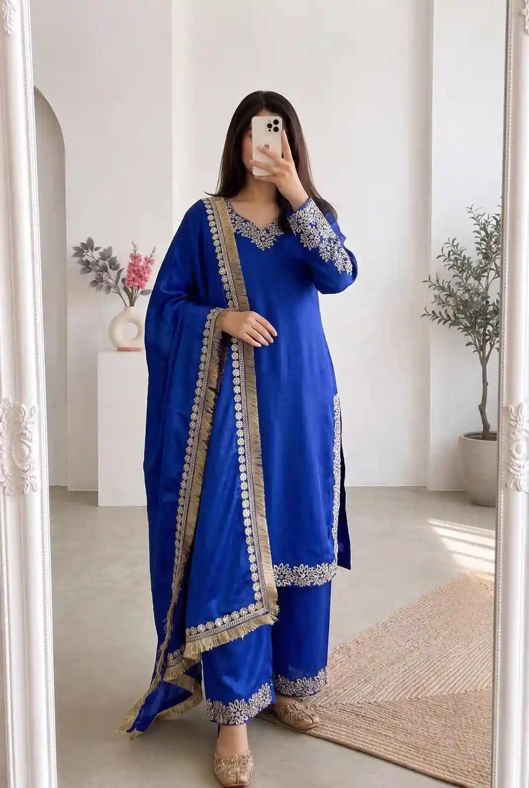 Designer Party Wear Look Collection -Chinon Silk- Three piece Set (CS04)