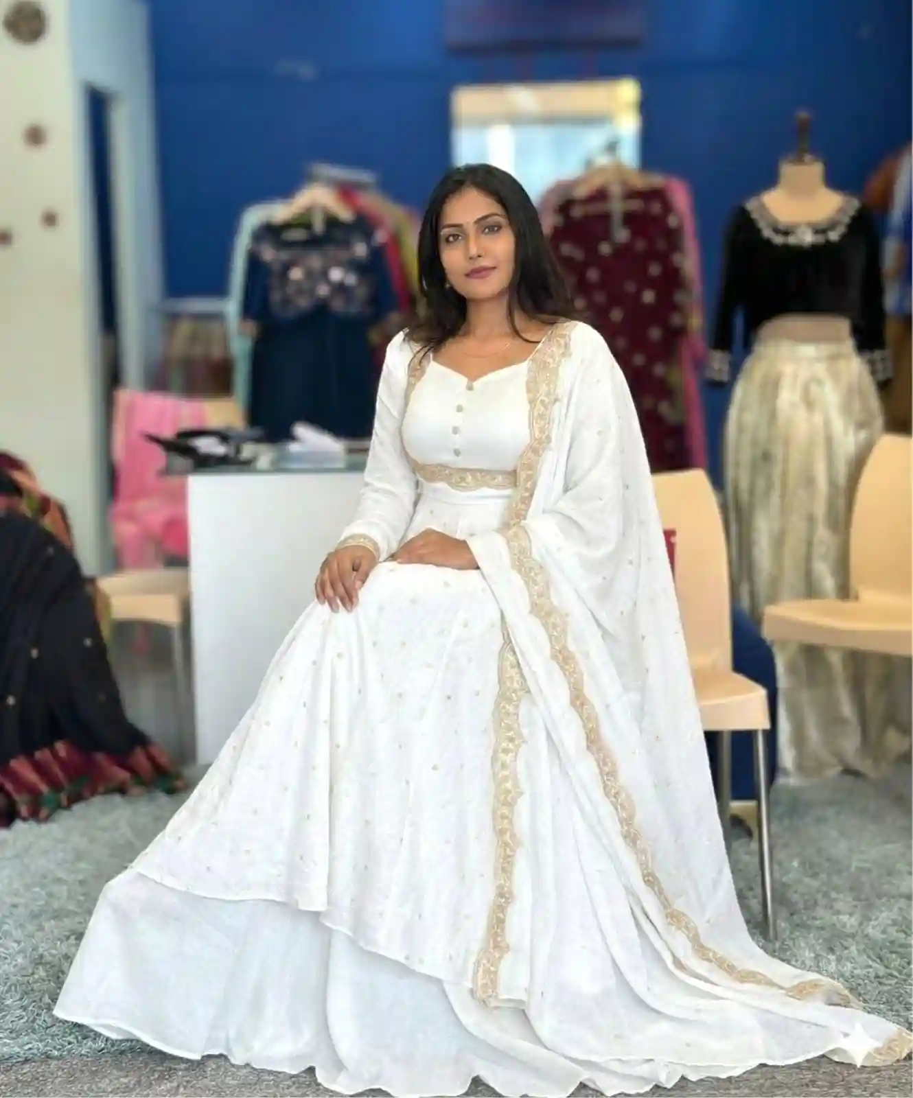 Mehru Designer Vichitra Silk Cape Top Lehenga Set with Dupatta