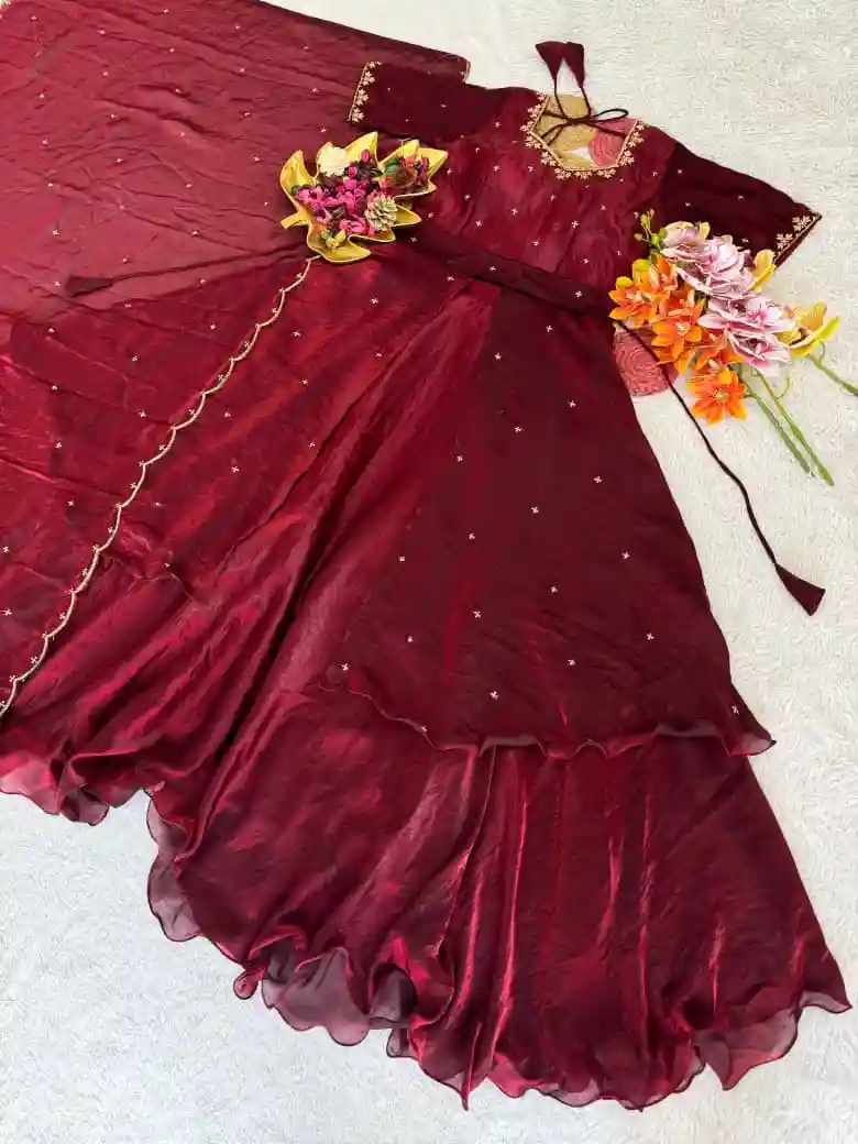Special Beautiful Heavy Space Silk Lehenga choli Set Double Frill (L02)