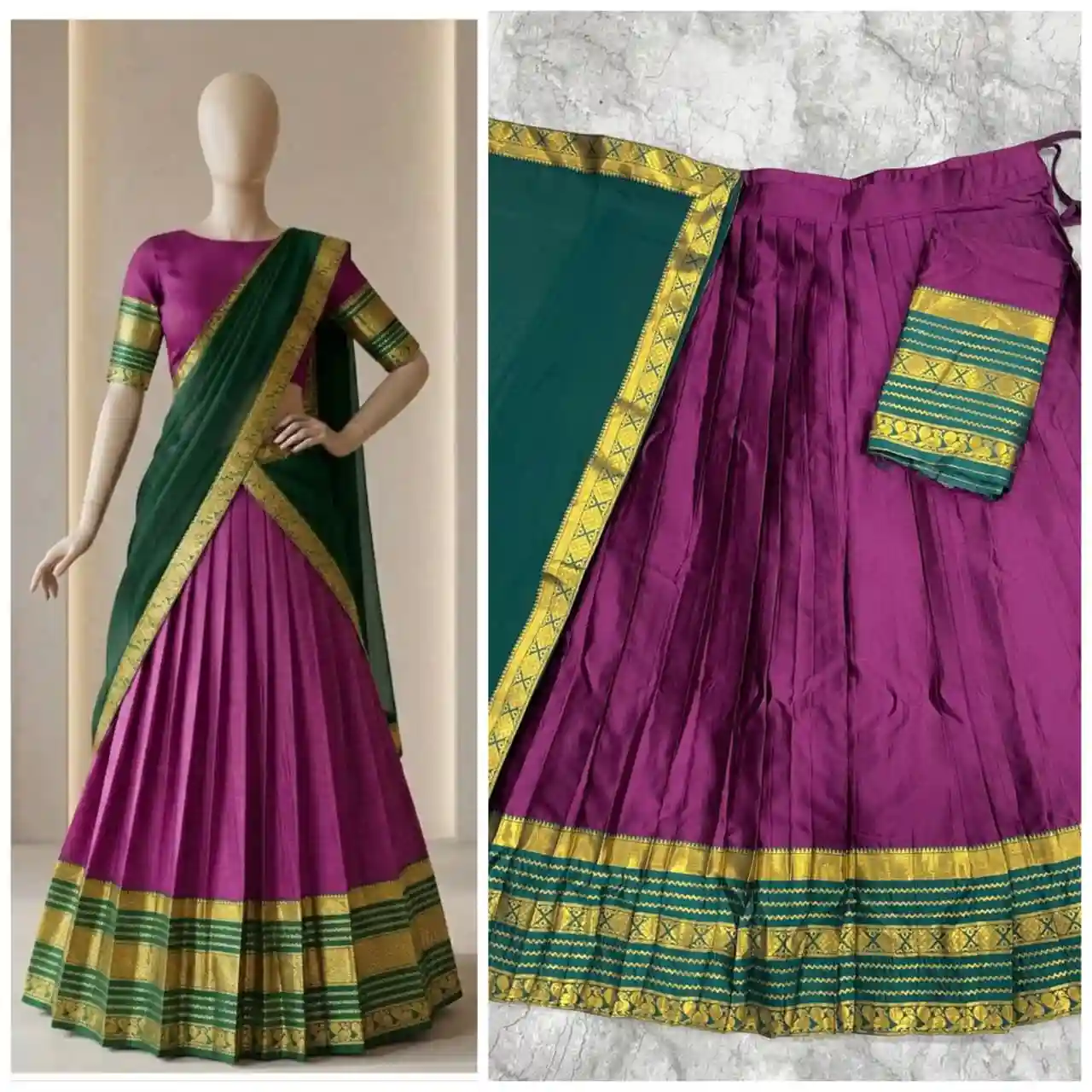 The South-style Kanjivaram Type silk lehenga (L39)