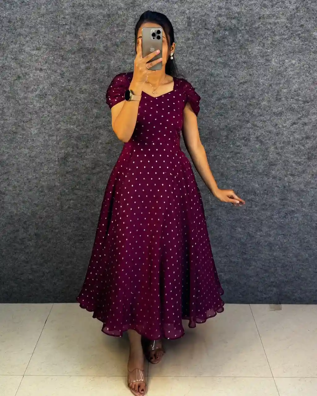Designer princess party wear Tissue Butti  Midi gown (TG03)