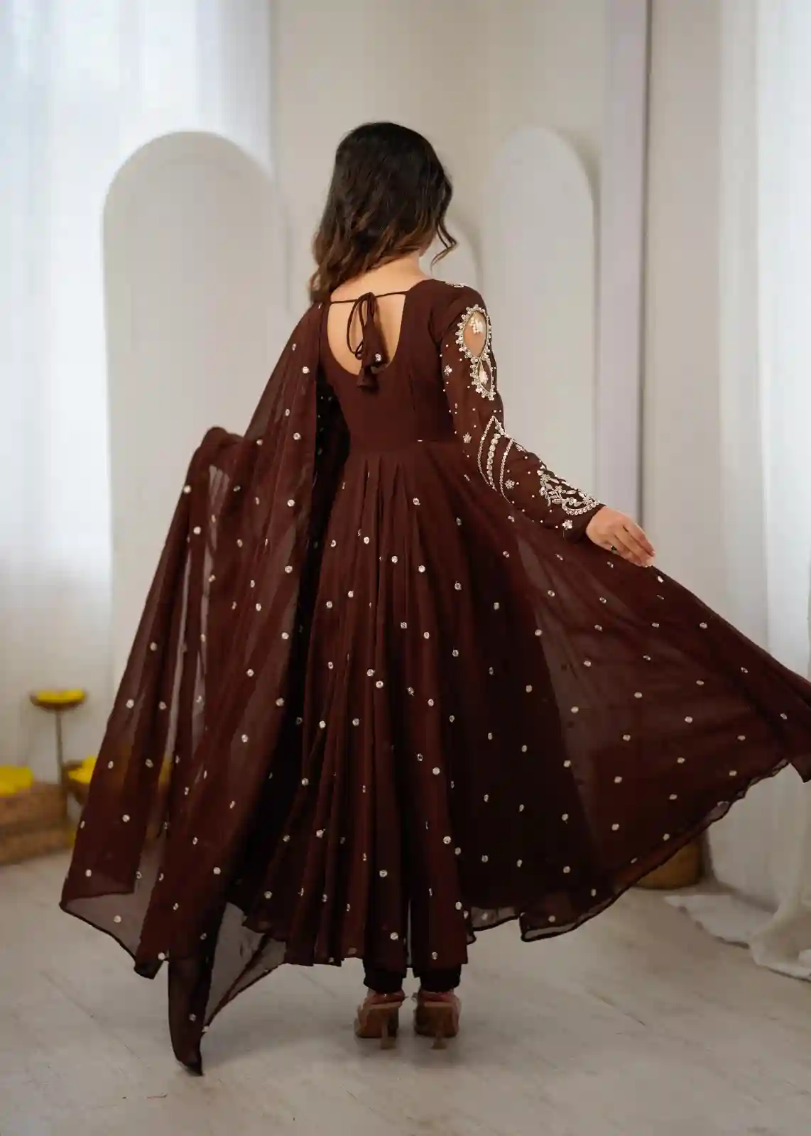 Designer Collection In Faux Georgette With Embroidery Work Gown And Dupatta Set (RK2301)