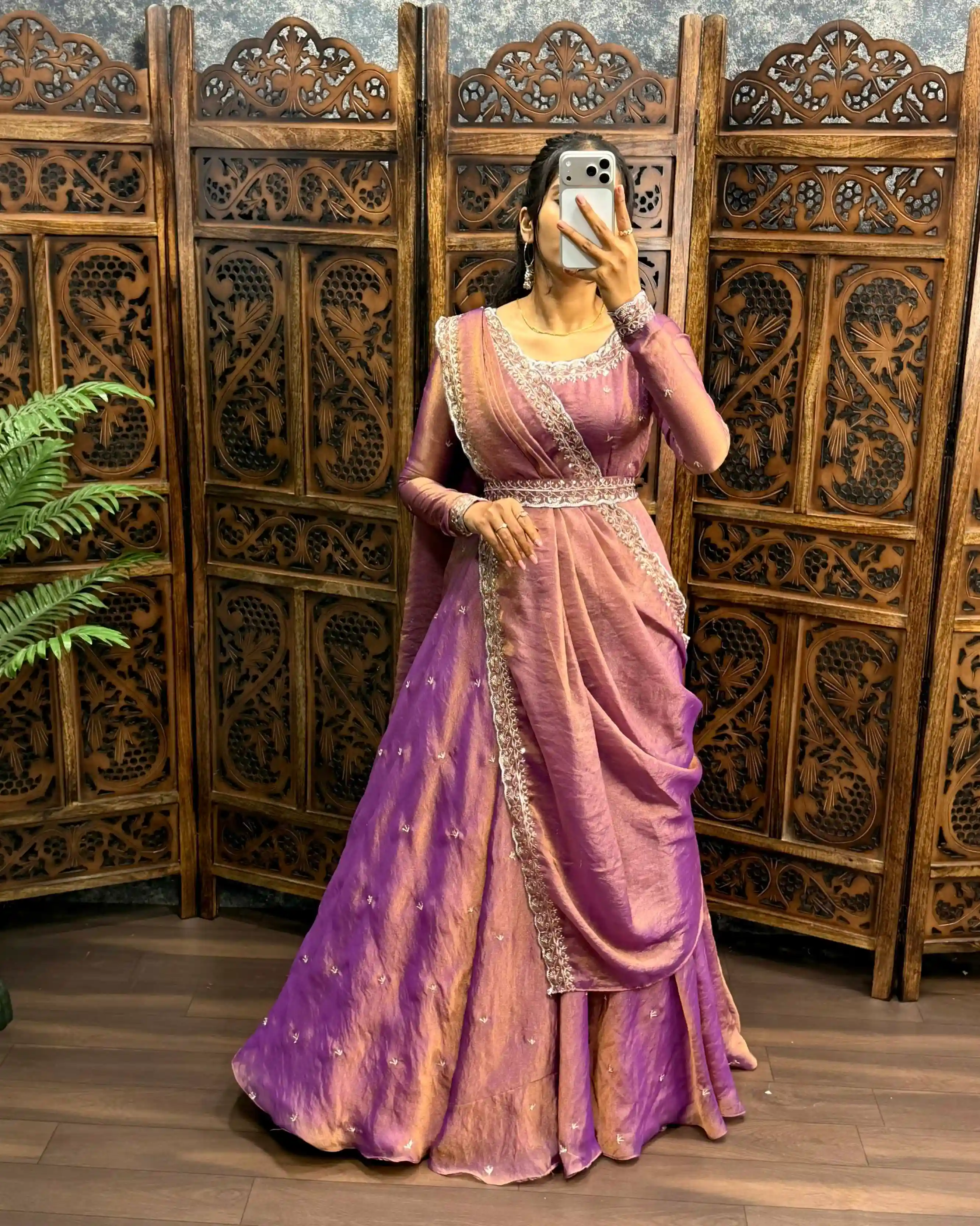 South Silk Gown with Dupatta & Belt ( PSSG03)