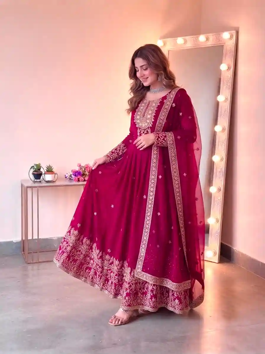 Georgette With Heavy Embroidered Sequence Ethnic Wear (EW03)