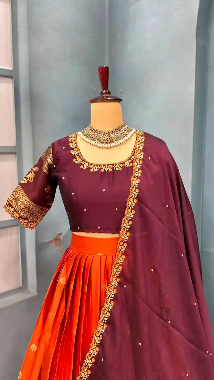 Full stiched Kanjivaram silk Lehanga (L001)