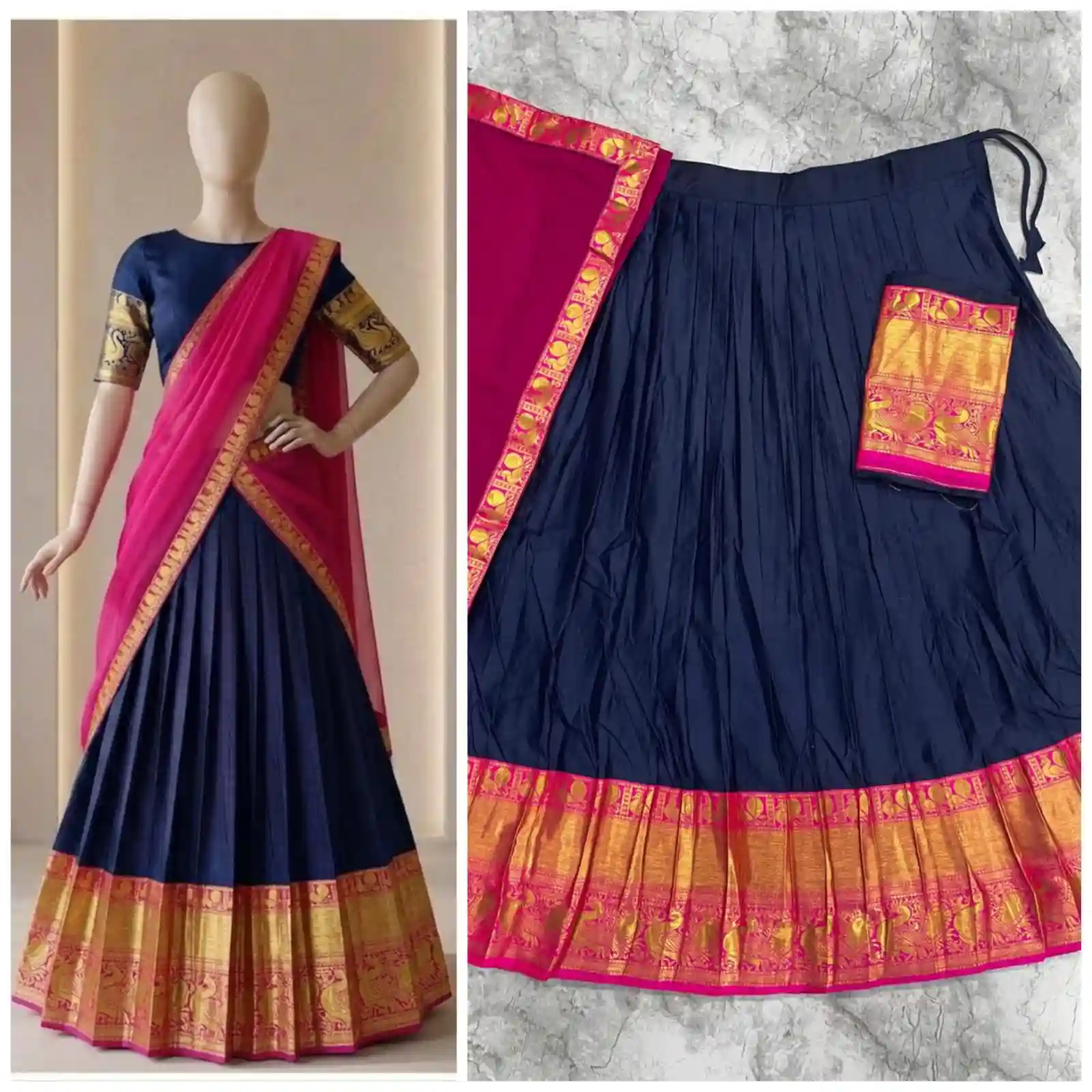 The South-style Kanjivaram Type silk lehenga (L24)