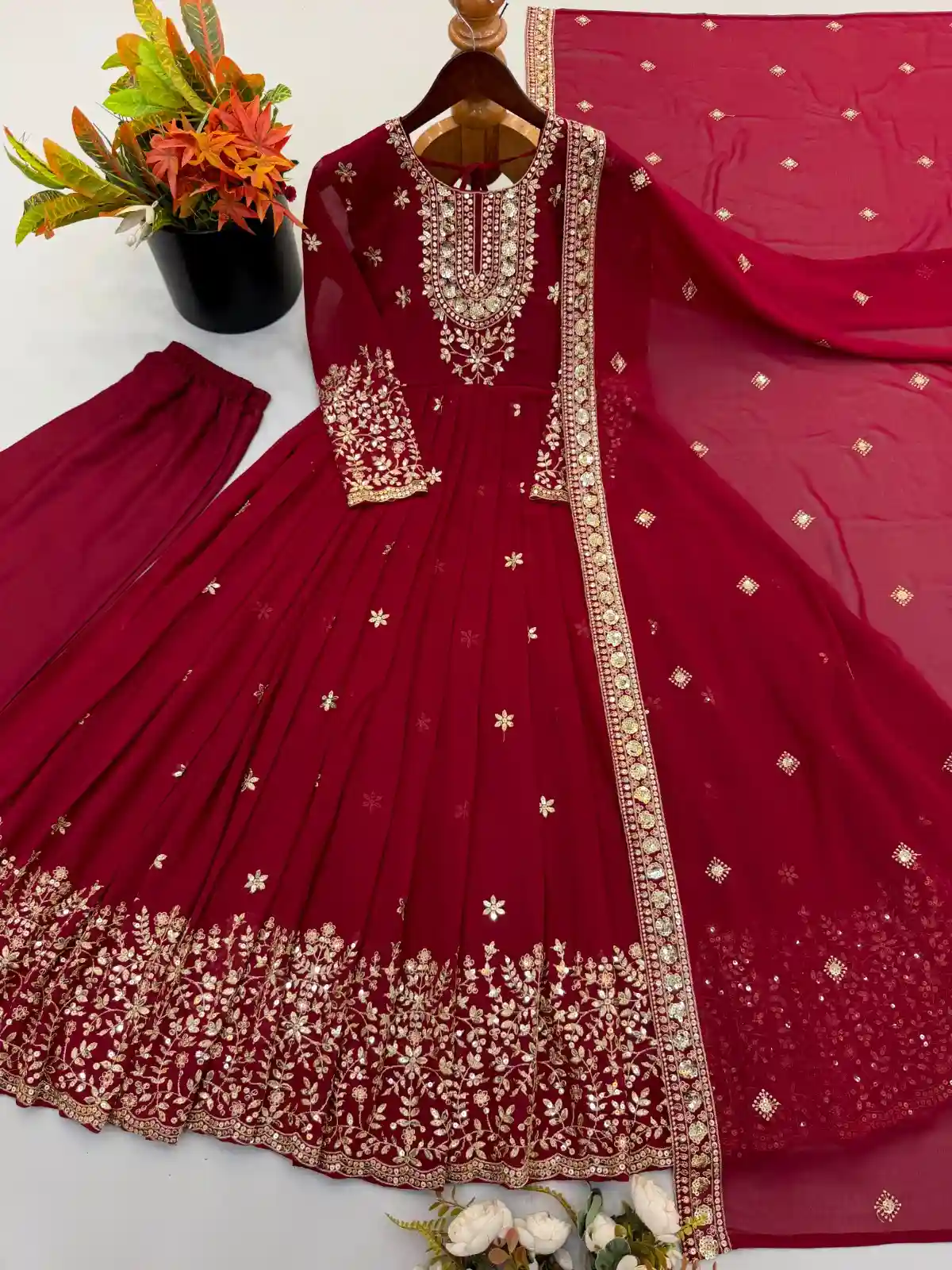 Georgette With Heavy Embroidered Sequence Ethnic Wear (EW05)