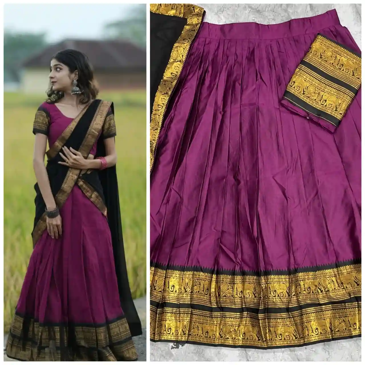 The South-style Kanjivaram Type silk lehenga (L10)