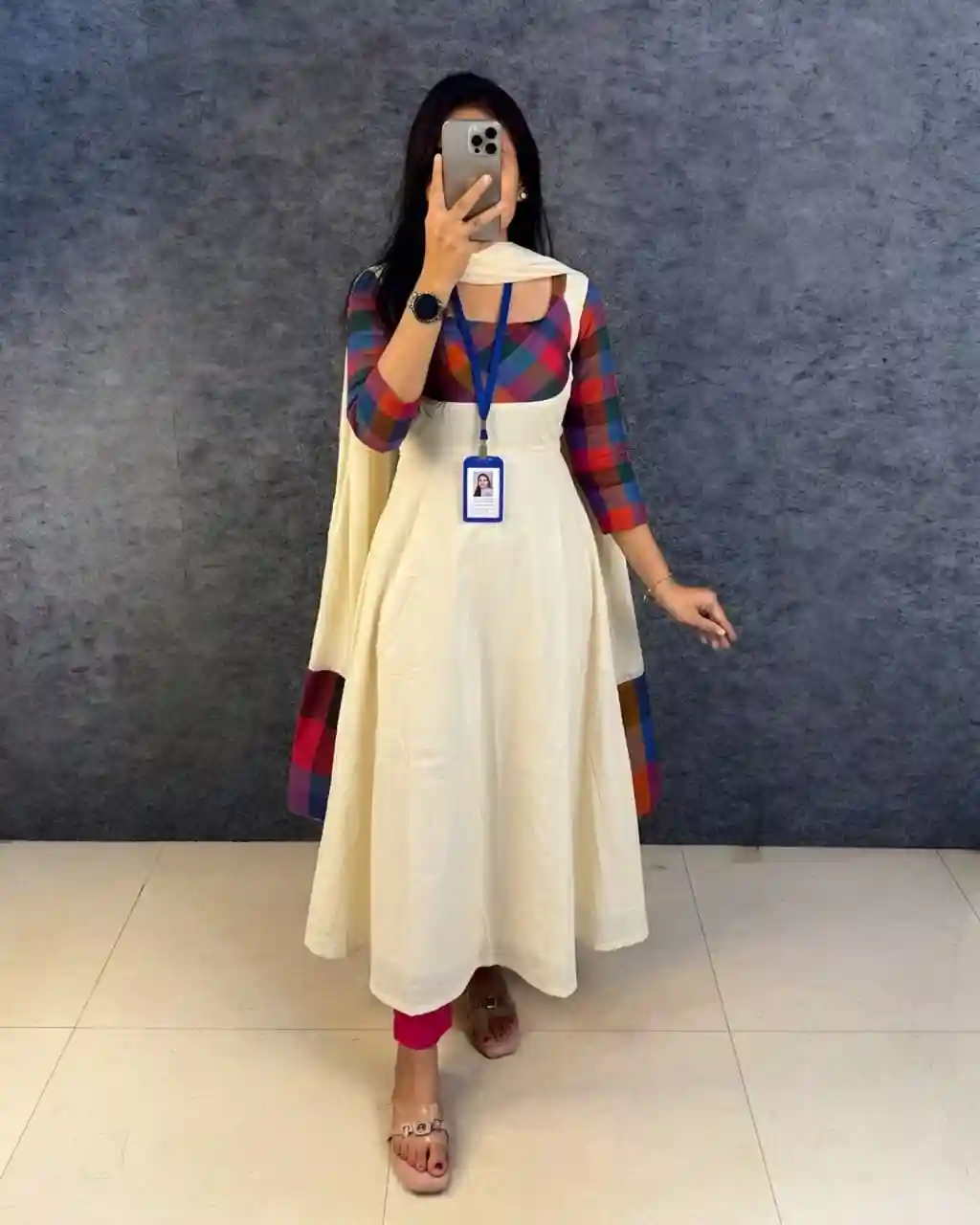 Madras Kattam Gown dupatta (MK03)