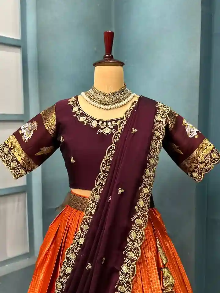 Full stiched Kanjivaram silk Lehanga (LH05)