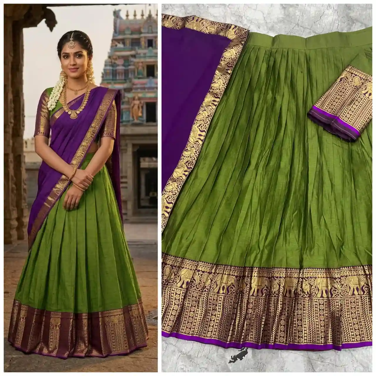 The South-style Kanjivaram Type silk lehenga (L26)